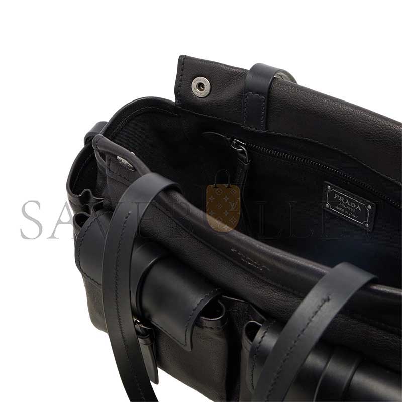 Pra*a route leather tote bag (39*21*15cm)